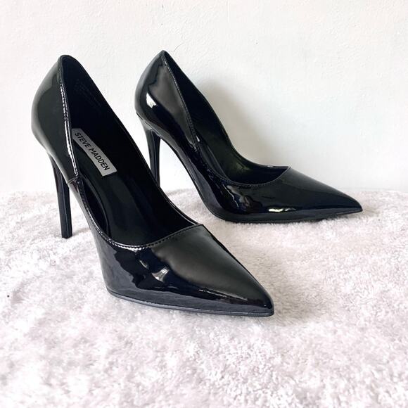 Steve Madden Black Altisha Patent Heels NEW - Picture 1 of 7